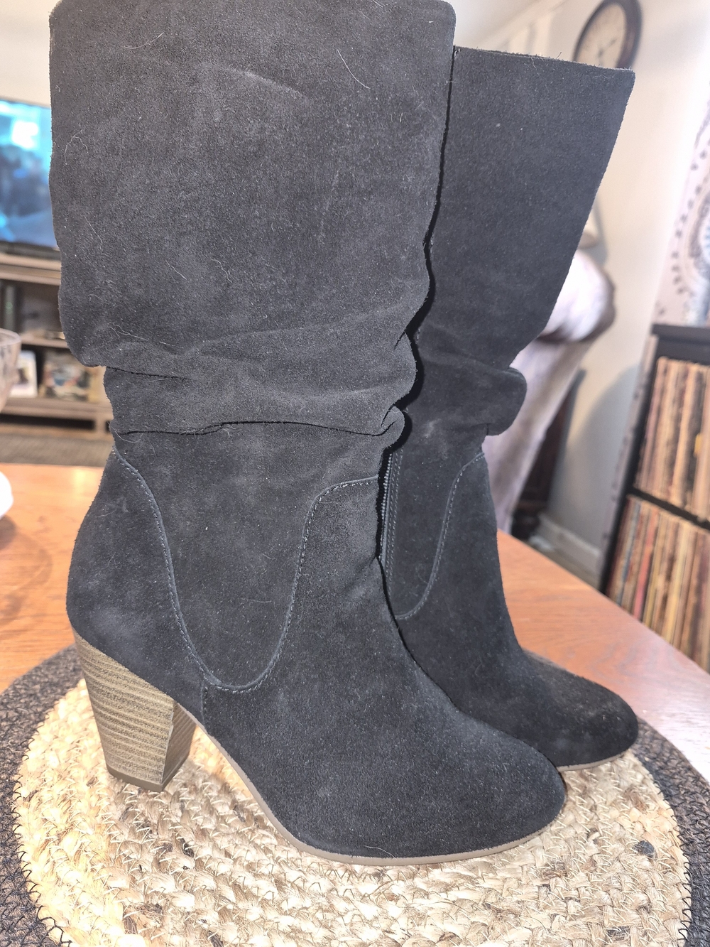 Sonoma Black Suede Mid-Calf Heeled Boots
